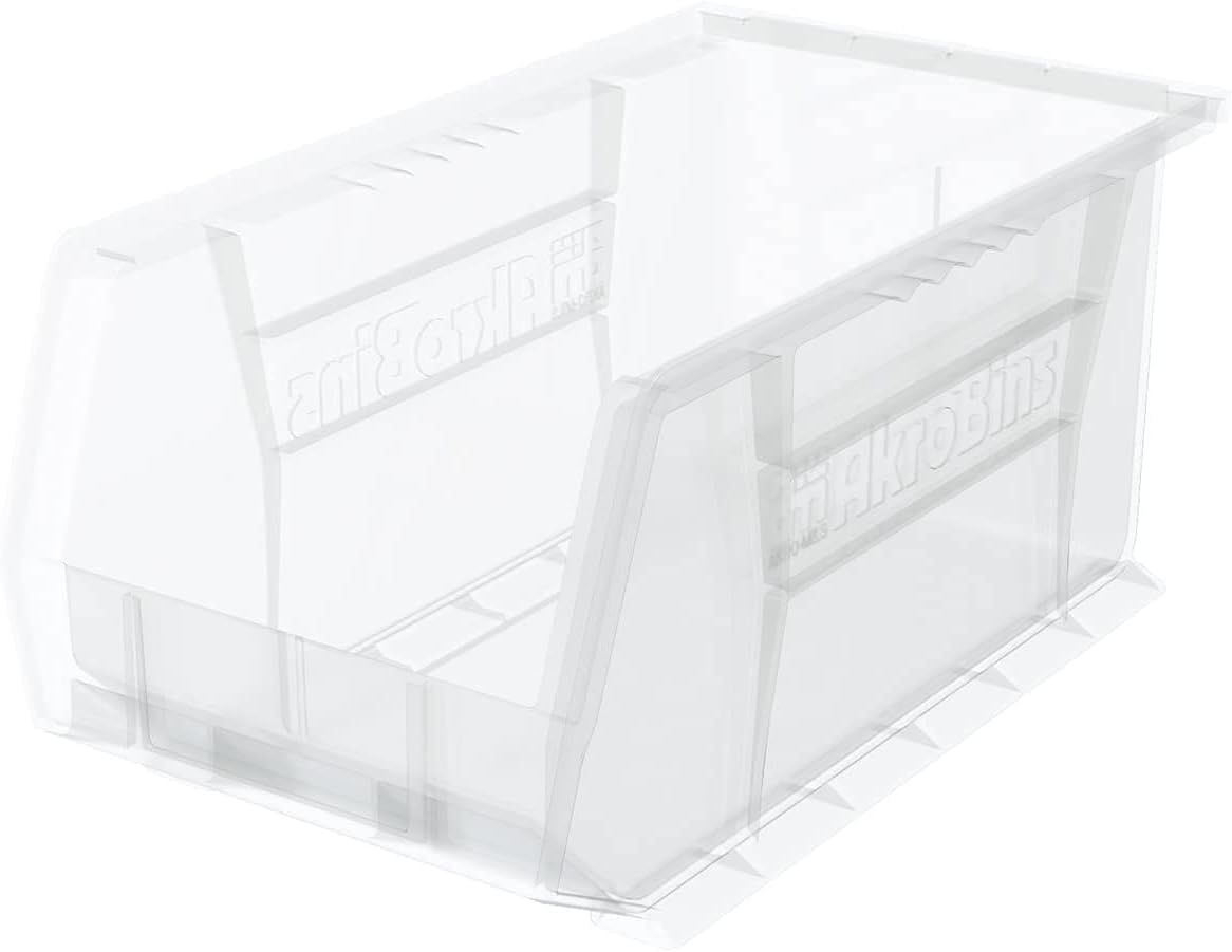 Akro-Mils 12 Pack AkroBins Plastic Storage Bins, Space-Saving Stackable Organizers for Garage, Classroom and Warehouse Organization, Blue