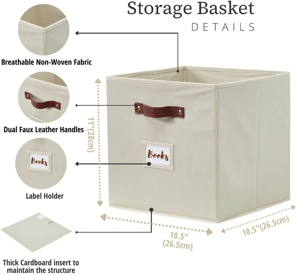 DECOMOMO Storage Bins, Cube Storage Bin with Labels