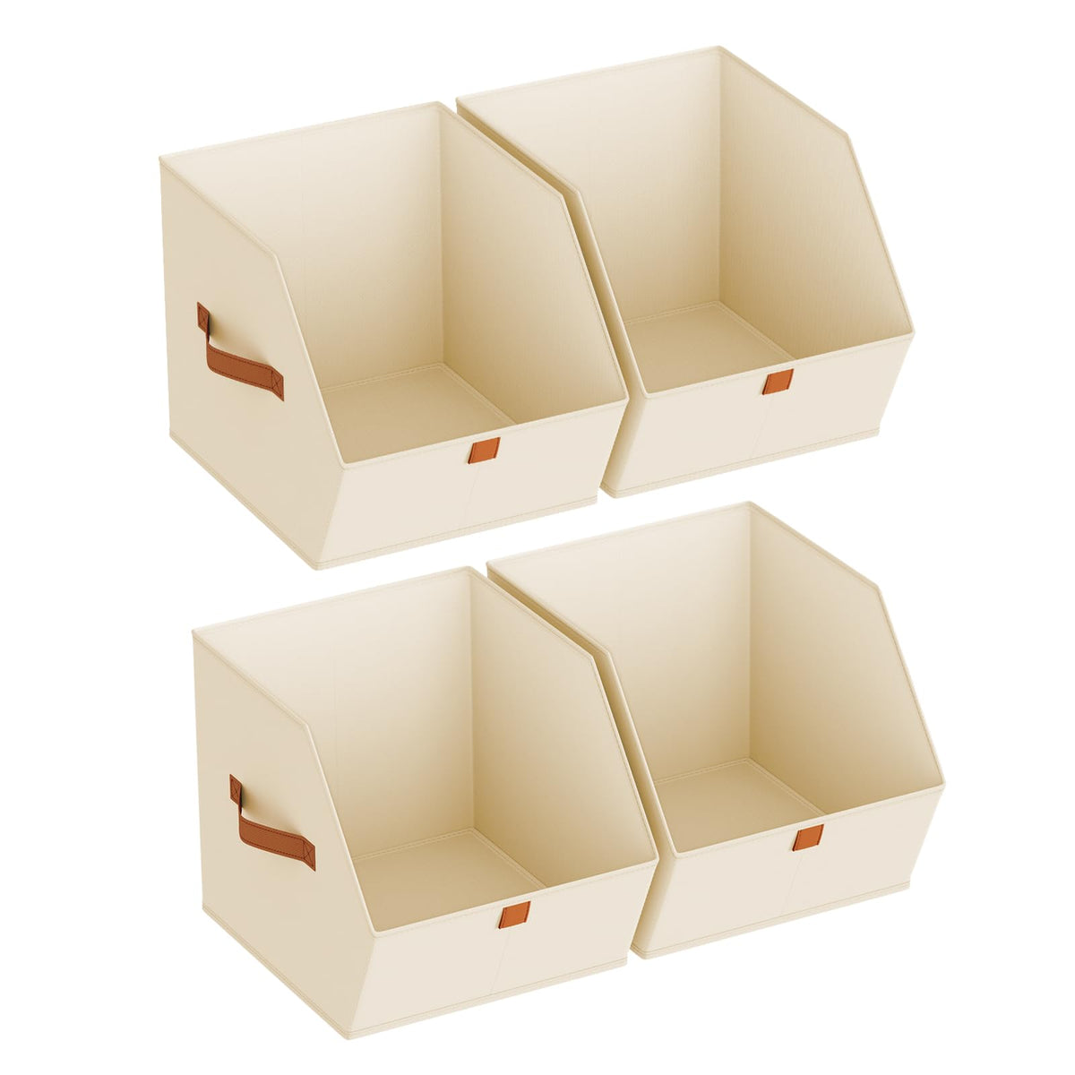 Homsorout Fabric Closet Storage Cubes - 6 Pack Square Storage Bins with Dual Handles for Clothes, Towels, Toys, Cube Storage Organizers for Bedroom, Nursery, Shelves, Closet, Small Spaces, Beige