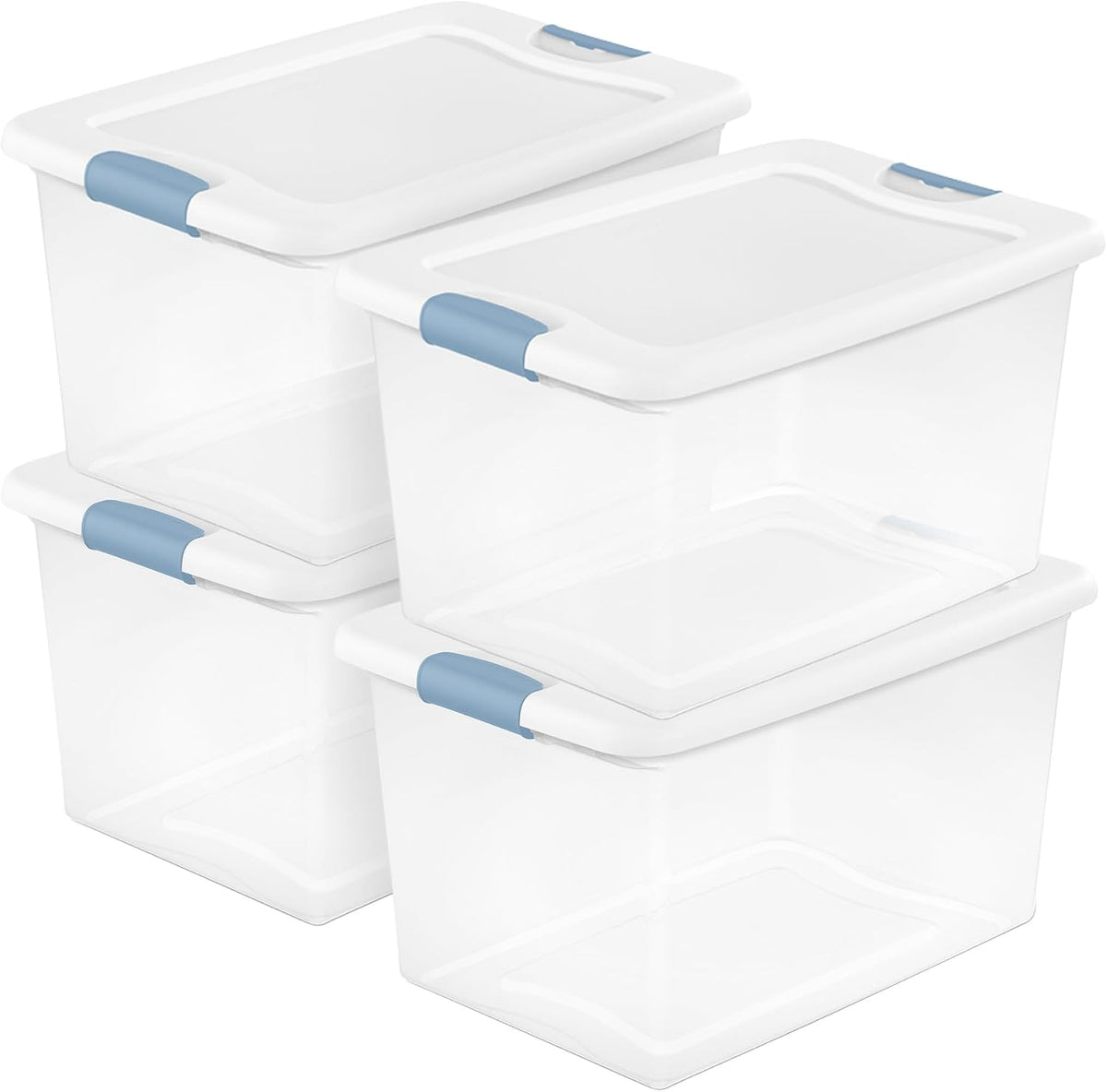 Sterilite Latching Box with Lids for Home and Office, 64 Quart, 4-Pack