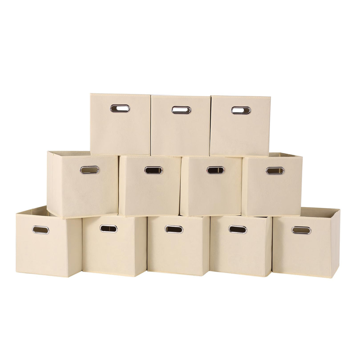 Black Foldable Storage Cubes Bins , Fabric Storage Box Cubes Organizer Baskets with Dual Handles for Home Organizer (Black)