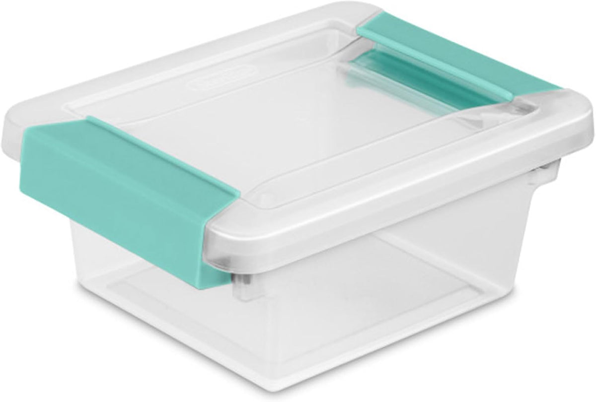 Sterilite Deep Clip Box, Stackable Small Storage Bin with Latching Lid, Plastic Container to Organize Paper, Office, Home, Clear Base and Lid, 1-Pack