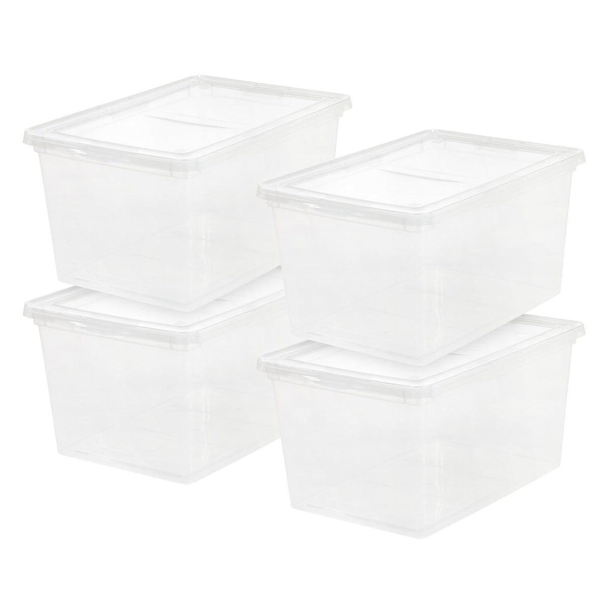 IRIS USA 12-Pack 15 Qt Storage Bins with Lids, Clear, Stackable