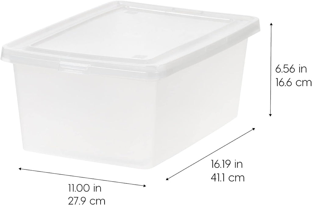 IRIS USA 12-Pack 15 Qt Storage Bins with Lids, Clear, Stackable