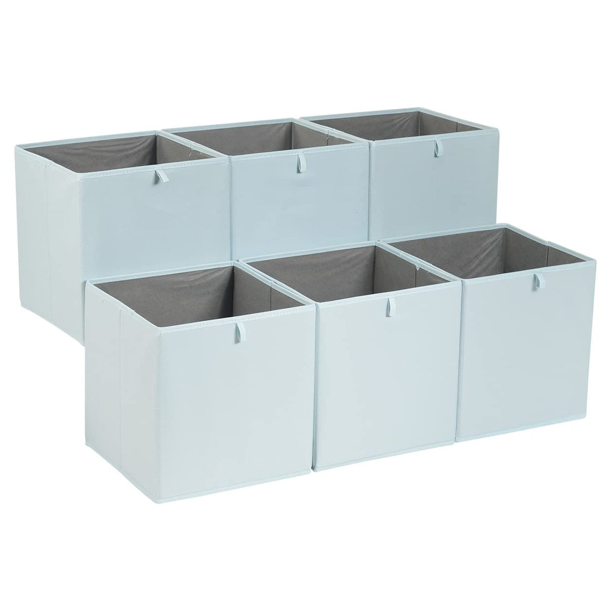 Amazon Basics Collapsible Cube Storage Organizer Bins, Closet Organizer Baskets for Shelves, Space-Saving, White, 13" x 15" x 13", 6-Pack