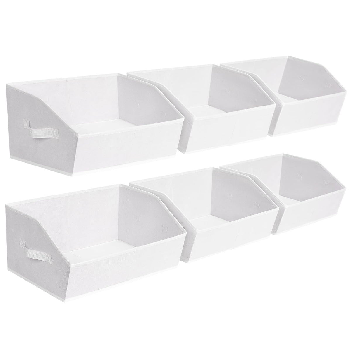 Homsorout Closet Organizers Bins 6 Packs - Large Closet Shelf Organizer with Handles, Fabric Trapezoid Storage Bins, Collapsible Storage Cubes for Clothes, Towels, Light Gray