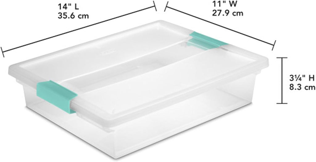 Sterilite Clip Box, Stackable Clear Plastic Bins- Large, 6-Pack