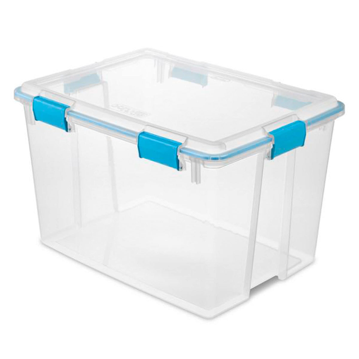 Sterilite 4-Pack 54 Quart Gasket Box, Home Storage Organizer Bins with Lids - Stackable Clear Plastic Containers for Bedroom, Bathroom, Garage, Basement, or Attic