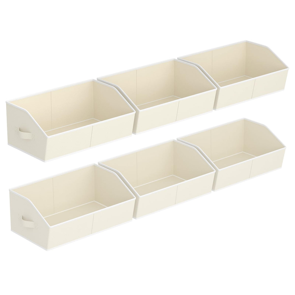 Homsorout Closet Organizers Bins 6 Packs - Large Closet Shelf Organizer with Handles, Fabric Trapezoid Storage Bins, Collapsible Storage Cubes for Clothes, Towels, Light Gray