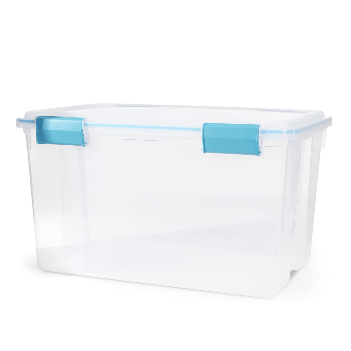Sterilite 4-Pack 54 Quart Gasket Box, Home Storage Organizer Bins with Lids - Stackable Clear Plastic Containers for Bedroom, Bathroom, Garage, Basement, or Attic