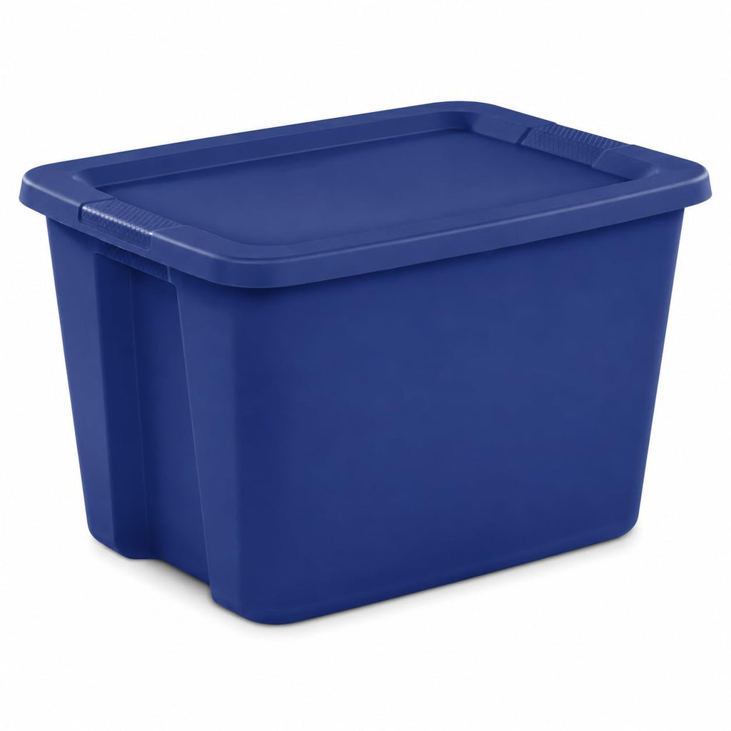 6 Pack 27 Gallon Heavy Duty Storage Bins with Snap Lids, Durable Plastic Storage Totes with Stackable Black Containers & Yellow Latching Covers for Home Garage Moving Organization