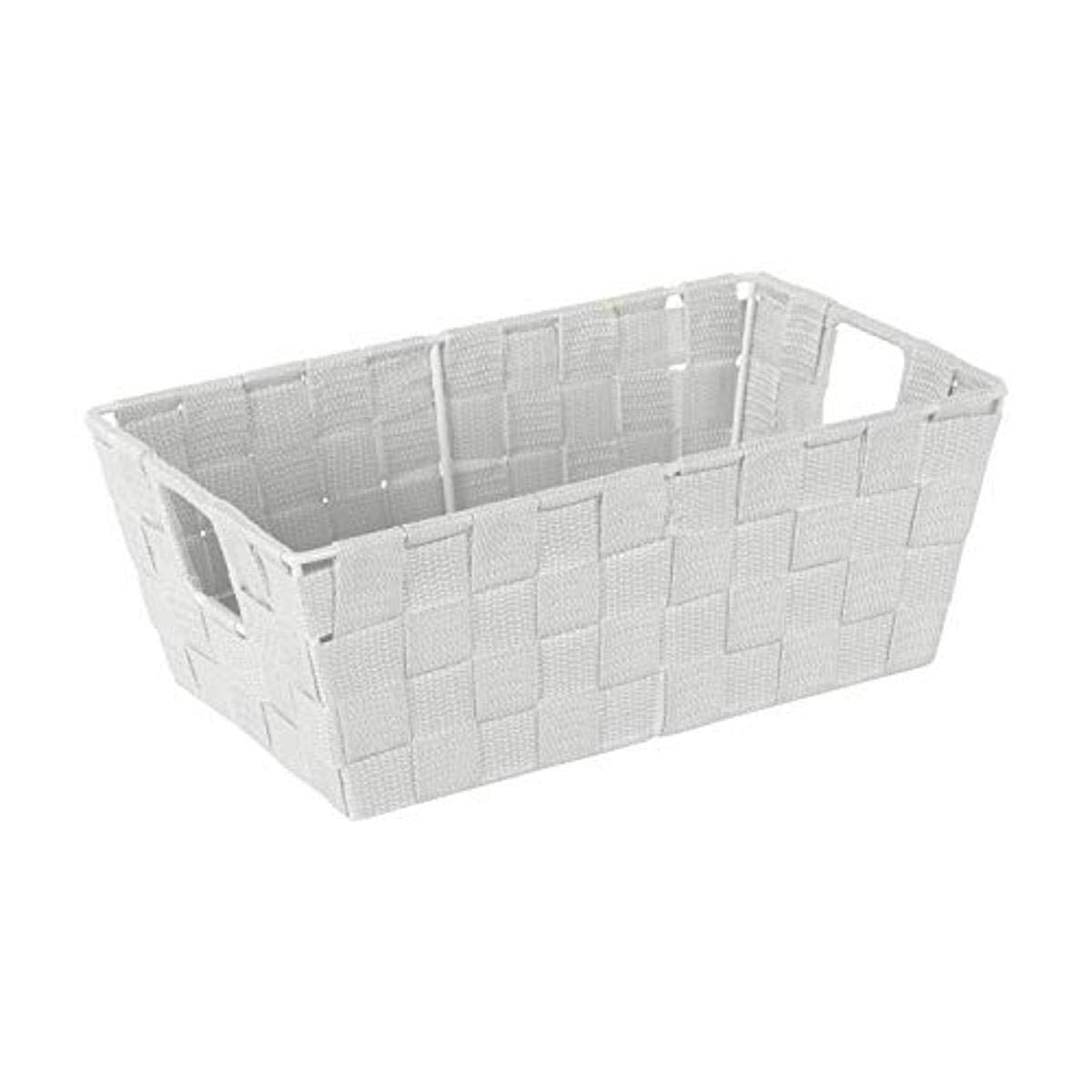 Simplify Medium Woven Strap Tote | Decorative Storage Basket | 2 Handles | Organization | Closet | Bedroom | Bathroom | Nursery | Accessories | Toys | Gifts | 1 Pack | Grey
