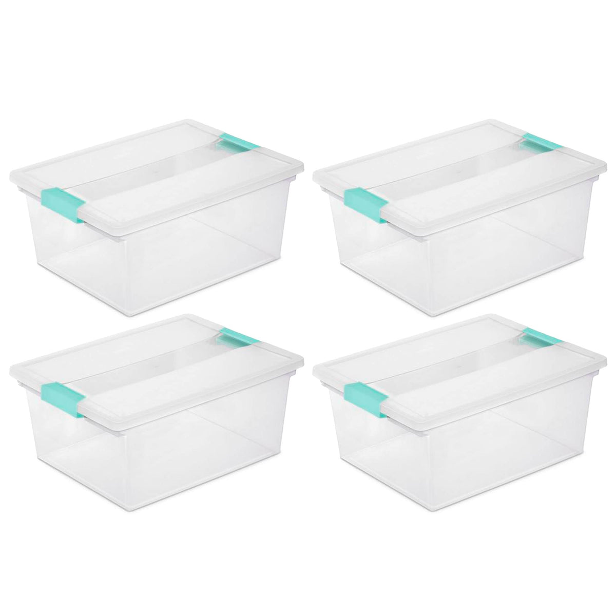 Sterilite Clip Box, Stackable Clear Plastic Bins- Large, 6-Pack