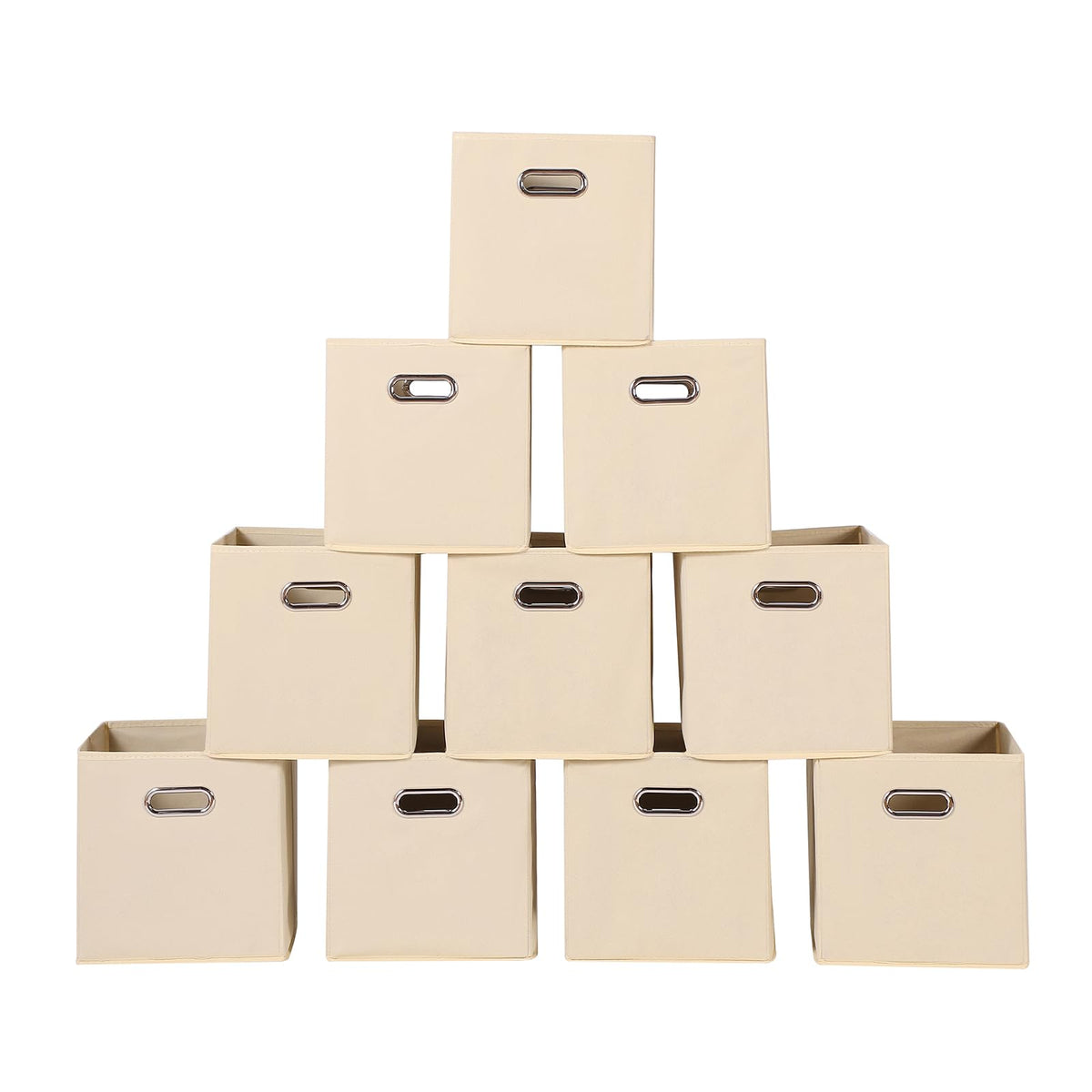 Yunkeeeper storage bins Cubes, Fabric Cube Organizer with Handle, Foldable Cube Bins for Cloth or Accessary Storage, 11x11x11, Set of 3,(Gray)