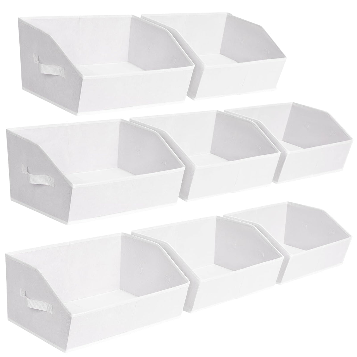 Homsorout Closet Organizers Bins 6 Packs - Large Closet Shelf Organizer with Handles, Fabric Trapezoid Storage Bins, Collapsible Storage Cubes for Clothes, Towels, Light Gray