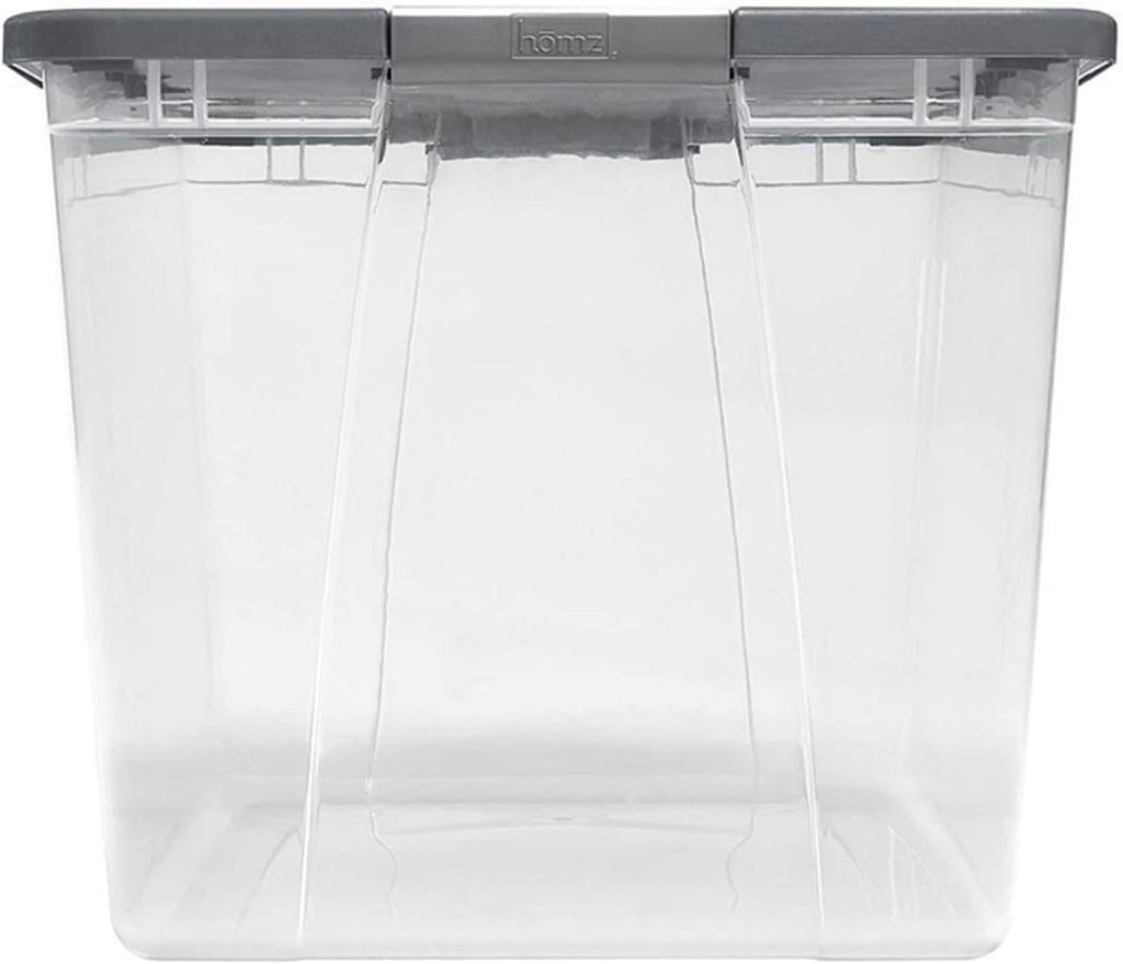 HOMZ Clear Plastic Storage Bin with Secure Latching Gray Lid, 64 Qt, 2 Pack