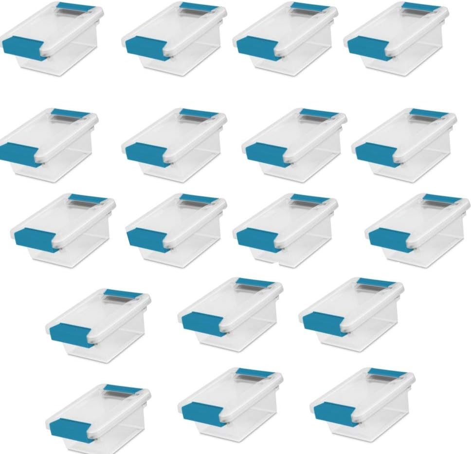 Sterilite Deep Clip Box, Stackable Small Storage Bin with Latching Lid, Plastic Container to Organize Paper, Office, Home, Clear Base and Lid, 1-Pack