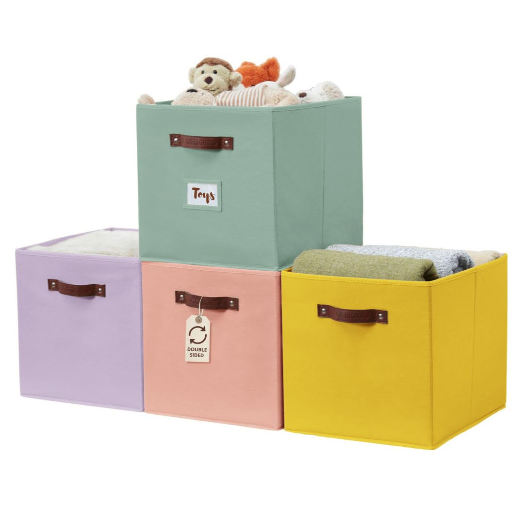 DECOMOMO Storage Bins, Cube Storage Bin with Labels