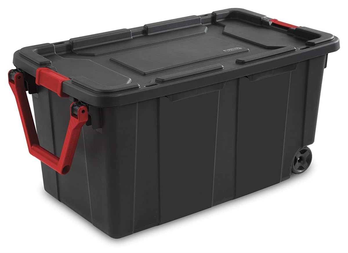 Sterilite Industrial Storage Tote w/Wheels for Garage, 40 Gallon, 8-Pack