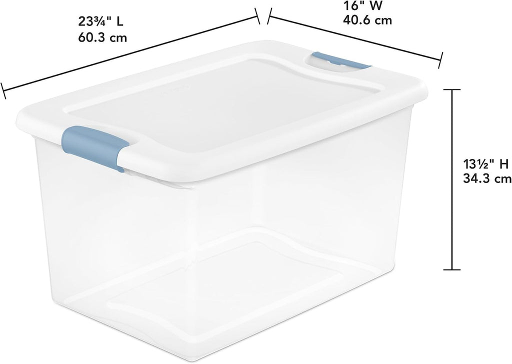 Sterilite Latching Box with Lids for Home and Office, 64 Quart, 4-Pack