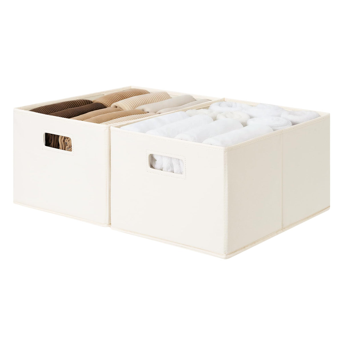 StorageWorks Fabric Storage Bins for Shelves, Medium, 2-Pack, Ivory