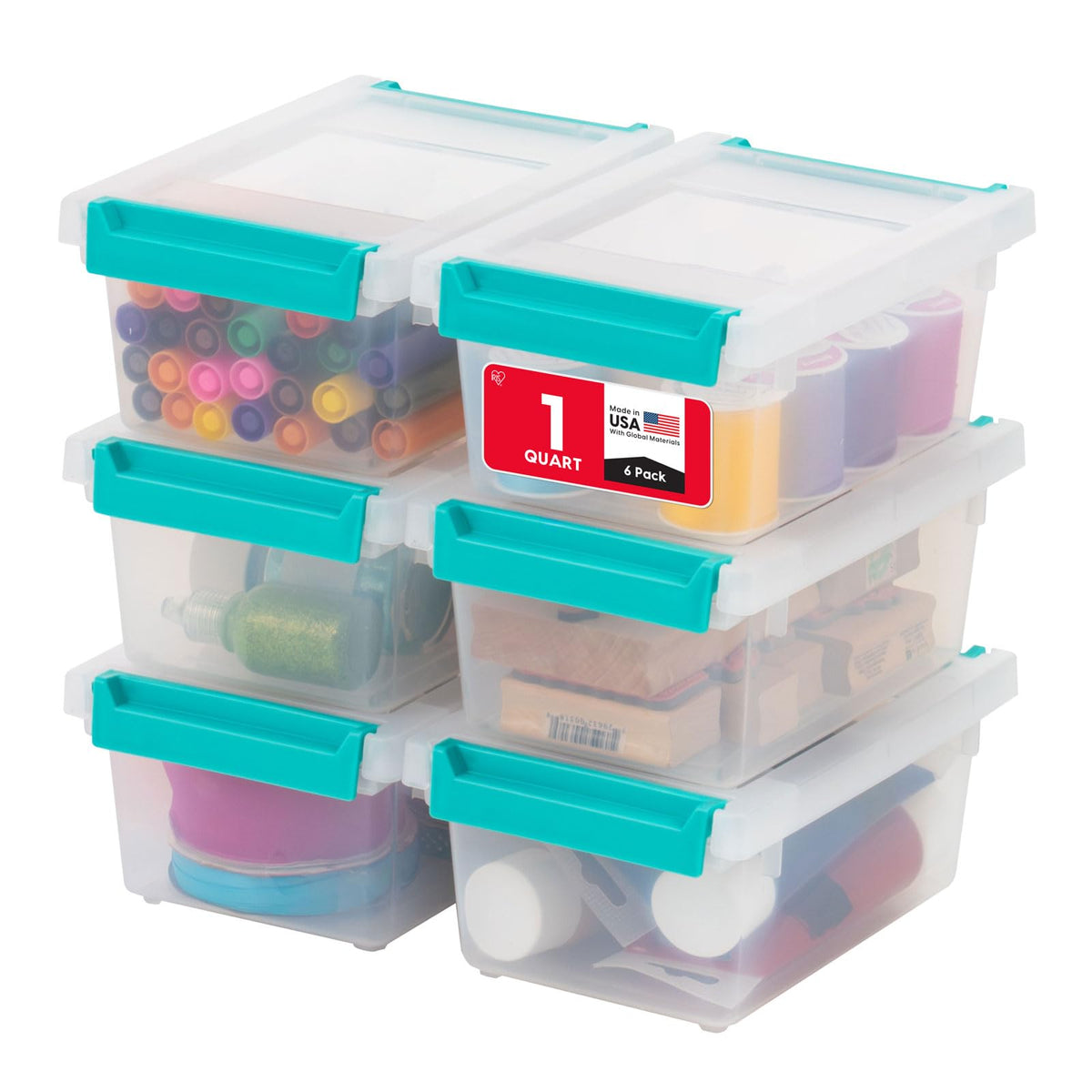 IRIS USA Storage Bins with Lids |Made in USA| 4 Qt - (6-Pack) - Clear