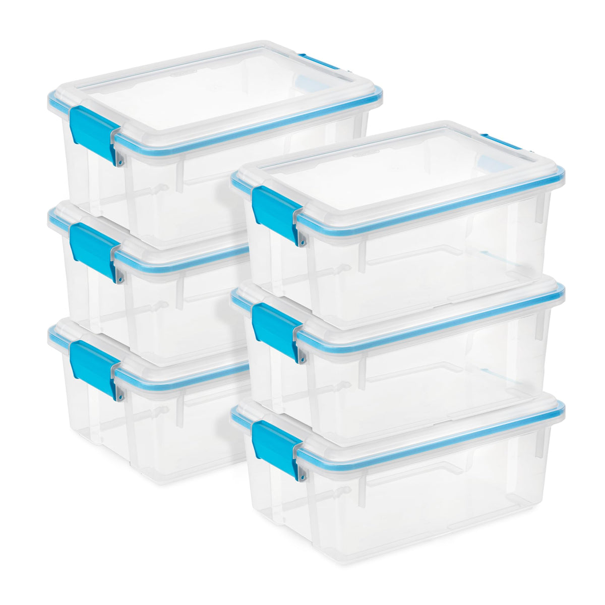 Sterilite 4-Pack 54 Quart Gasket Box, Home Storage Organizer Bins with Lids - Stackable Clear Plastic Containers for Bedroom, Bathroom, Garage, Basement, or Attic