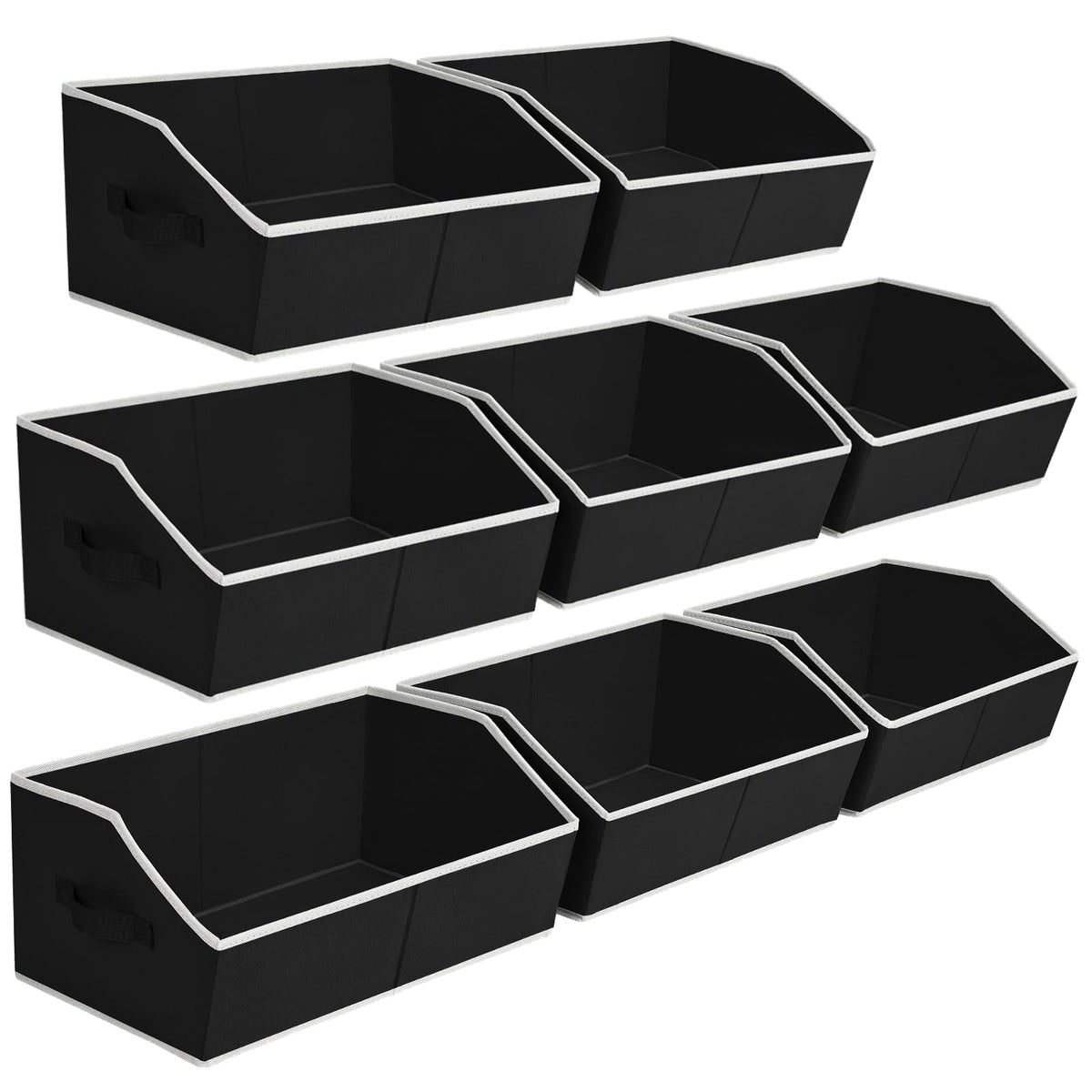 Homsorout Closet Organizers Bins 6 Packs - Large Closet Shelf Organizer with Handles, Fabric Trapezoid Storage Bins, Collapsible Storage Cubes for Clothes, Towels, Light Gray
