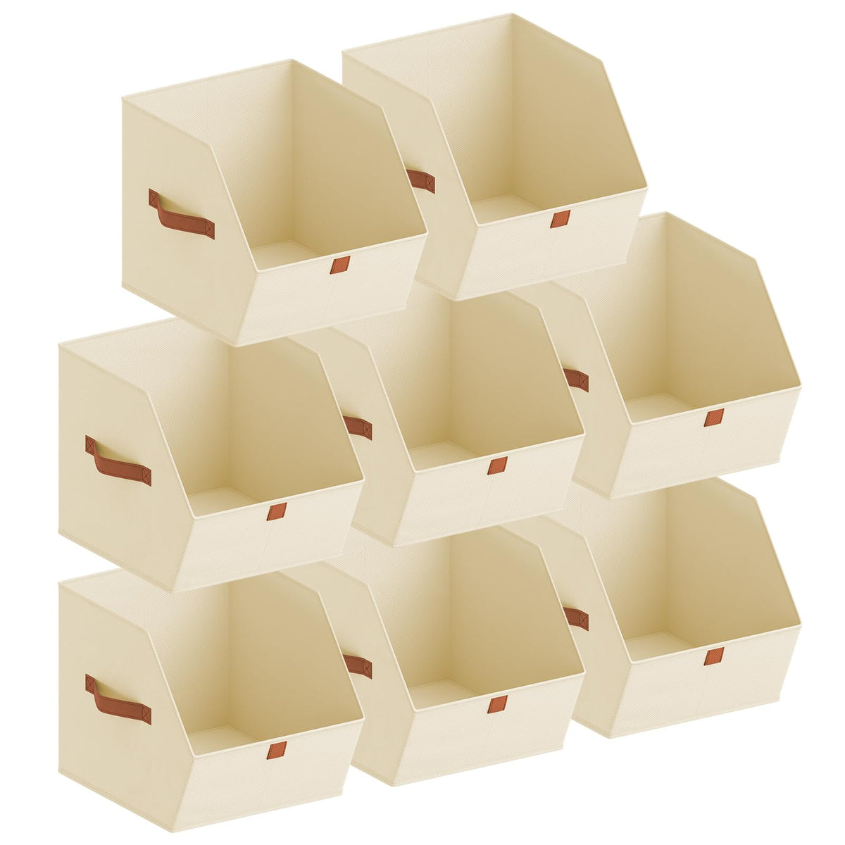 Homsorout Fabric Closet Storage Cubes - 6 Pack Square Storage Bins with Dual Handles for Clothes, Towels, Toys, Cube Storage Organizers for Bedroom, Nursery, Shelves, Closet, Small Spaces, Beige