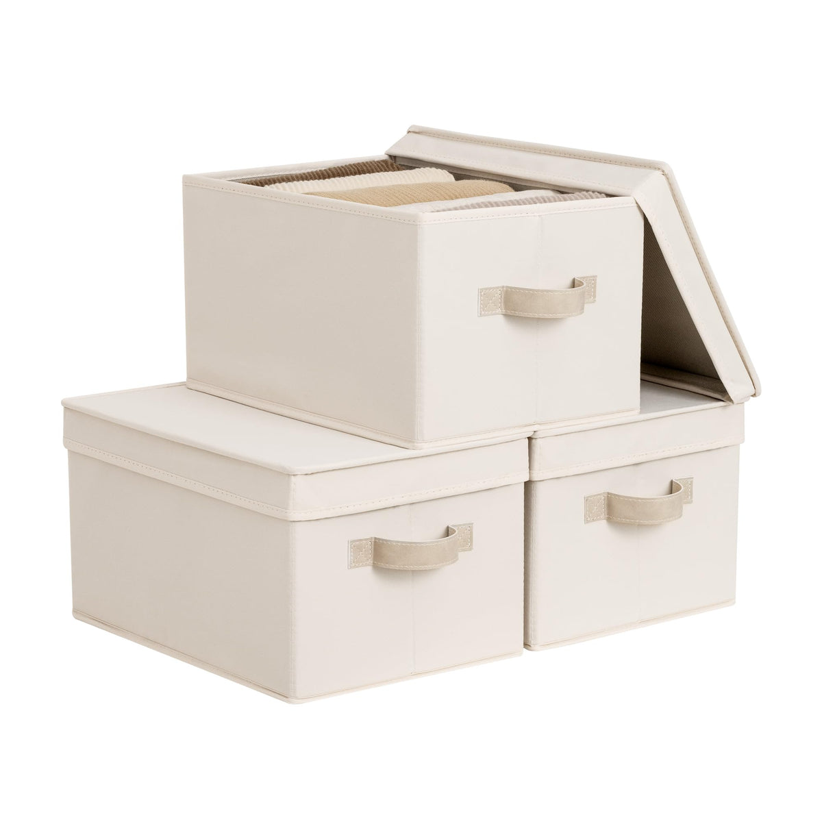 StorageWorks Fabric Storage Bins, Storage Basket with Lid, Closet Bins