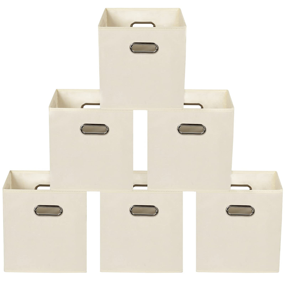 Yunkeeeper storage bins Cubes, Fabric Cube Organizer with Handle, Foldable Cube Bins for Cloth or Accessary Storage, 11x11x11, Set of 3,(Gray)