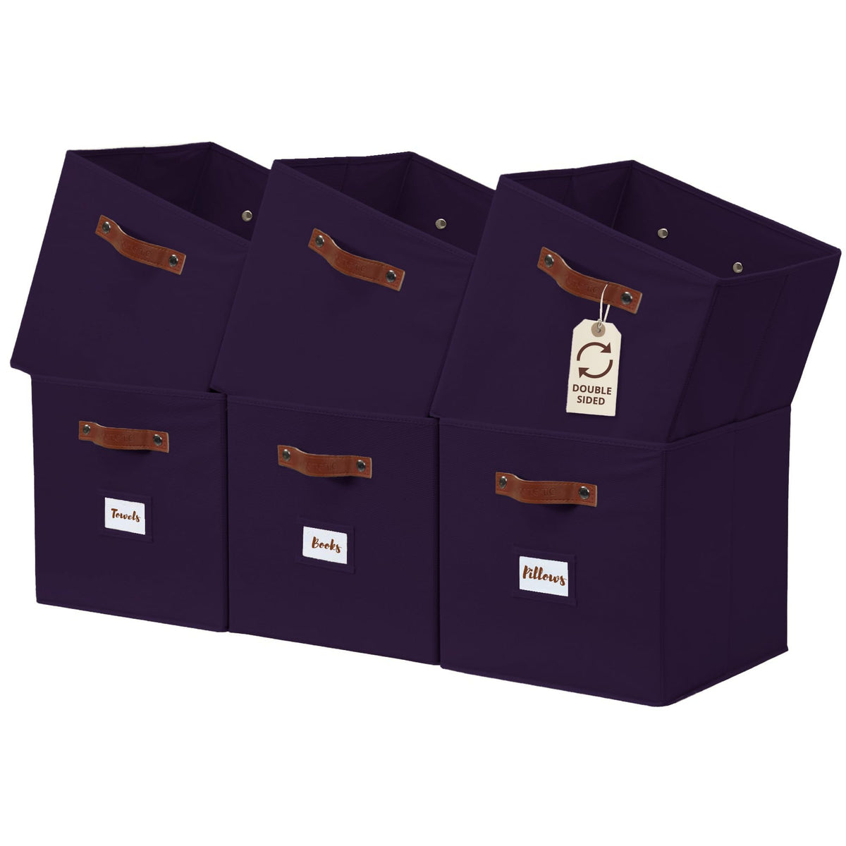 DECOMOMO Storage Bins, Cube Storage Bin with Labels