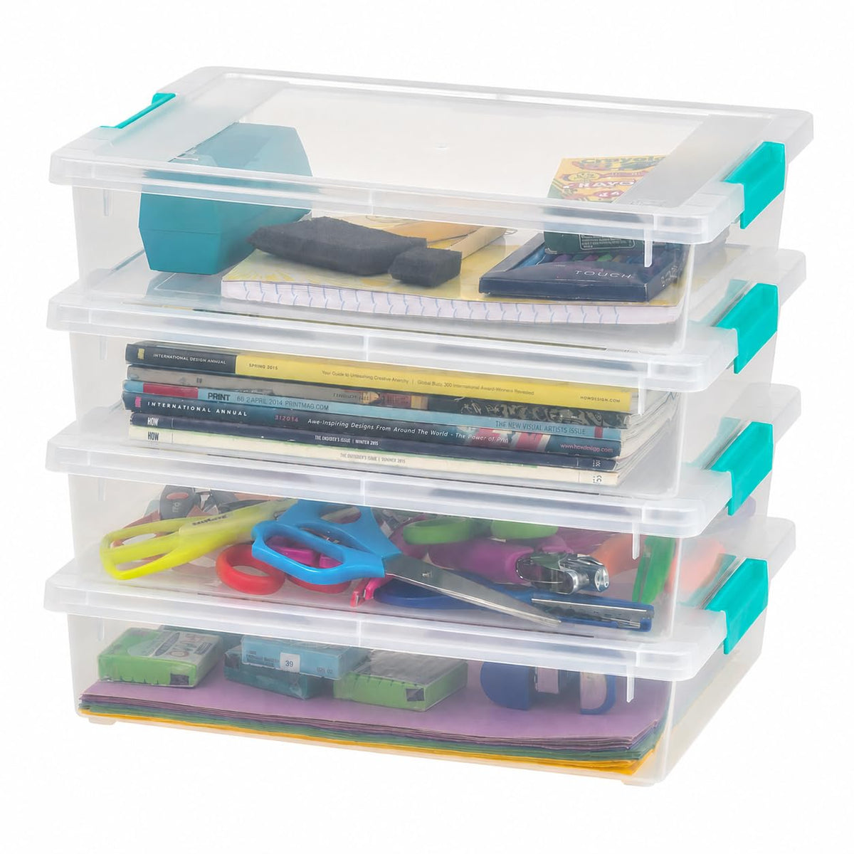 IRIS USA Storage Bins with Lids |Made in USA| 4 Qt - (6-Pack) - Clear