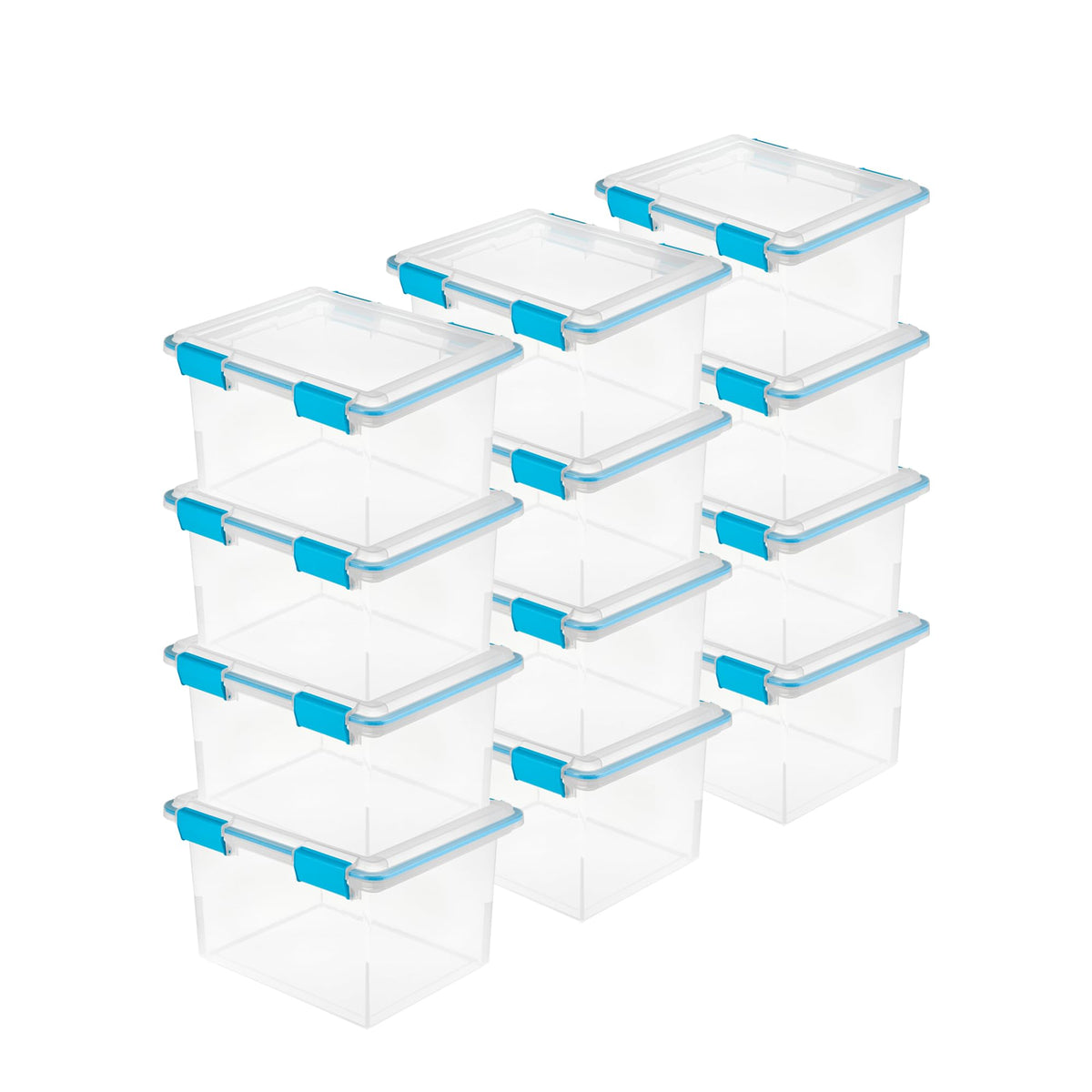 Sterilite 4-Pack 54 Quart Gasket Box, Home Storage Organizer Bins with Lids - Stackable Clear Plastic Containers for Bedroom, Bathroom, Garage, Basement, or Attic