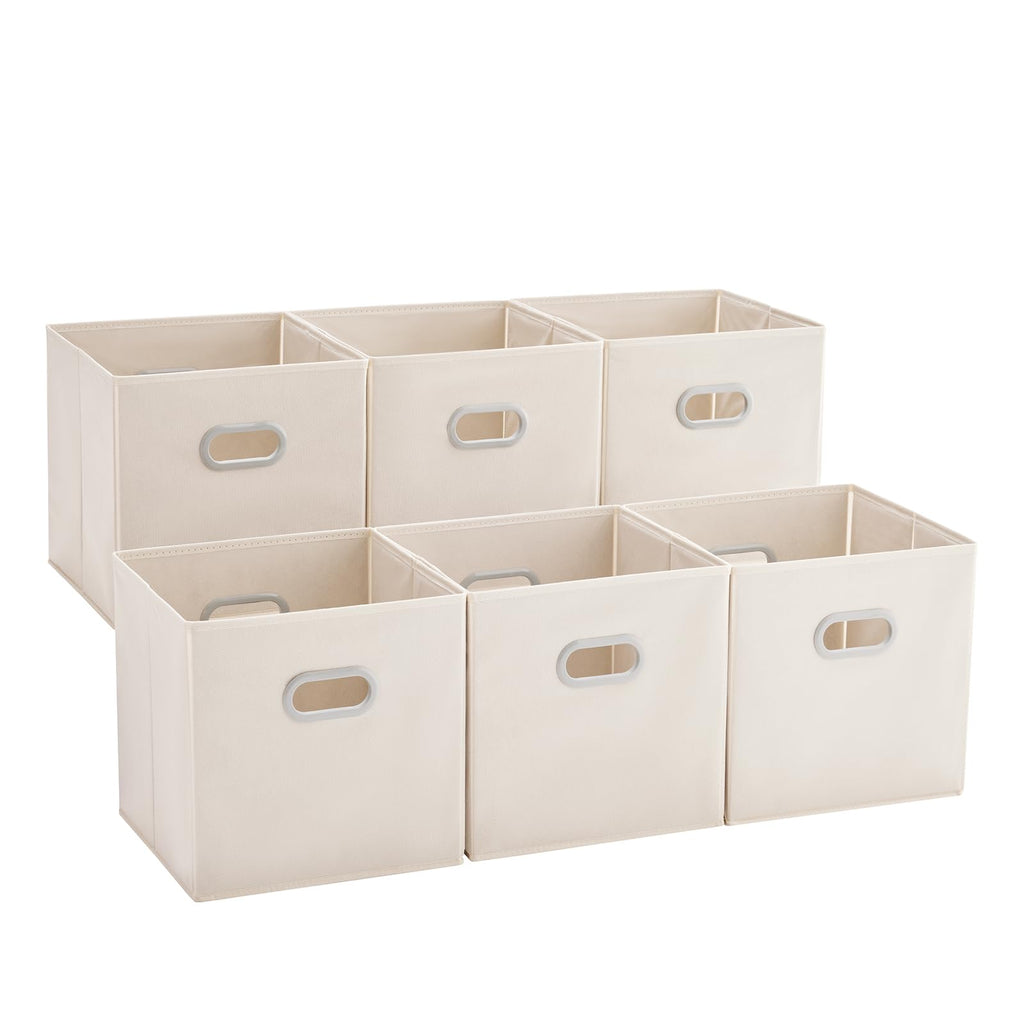 MAX Houser Foldable Fabric Storage Bins with Dual Plastic Handles, Grey