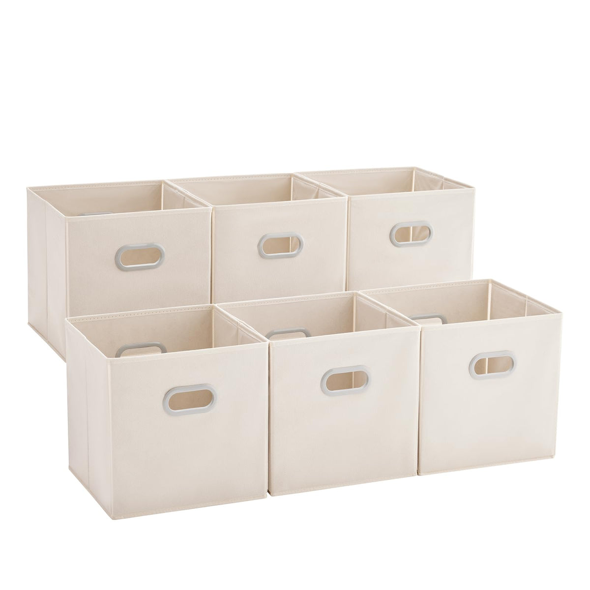 MAX Houser Foldable Fabric Storage Bins with Dual Plastic Handles, Grey