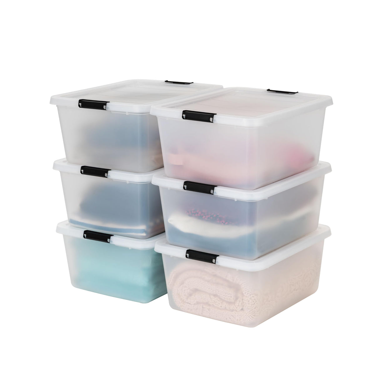 IRIS USA 6-Pack 55 Quart Clip Box with Latching Lid