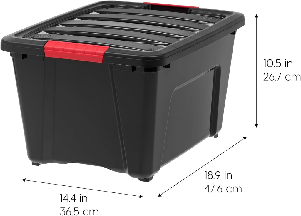 IRIS USA 6-Pack 32 Quart Storage Bins with Lids, Black
