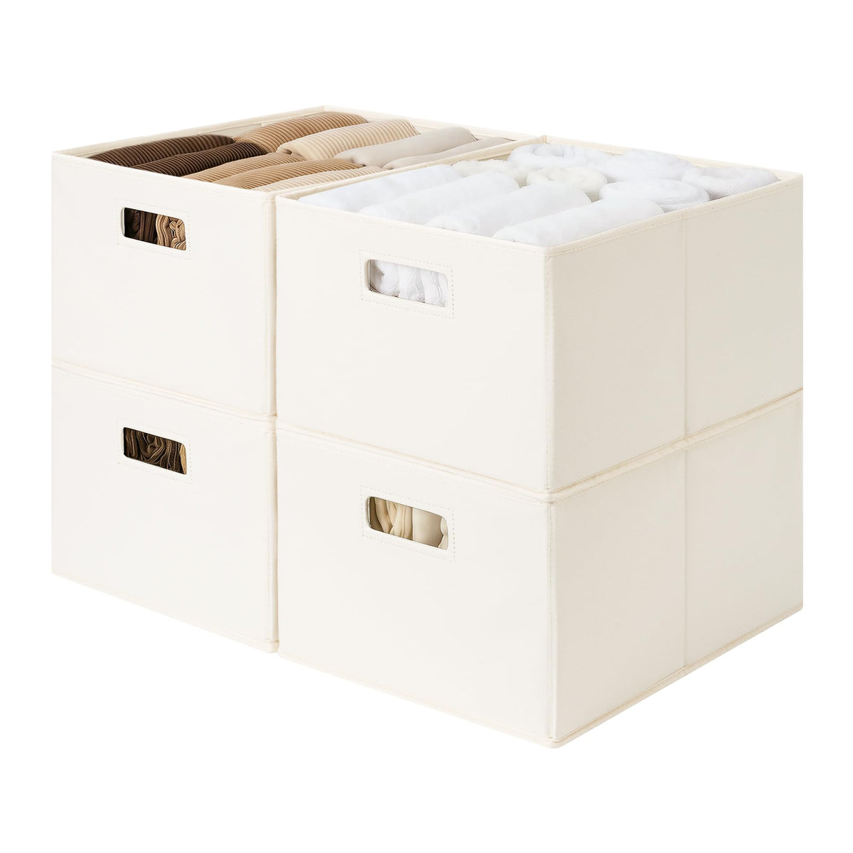StorageWorks Fabric Storage Bins for Shelves, Medium, 2-Pack, Ivory