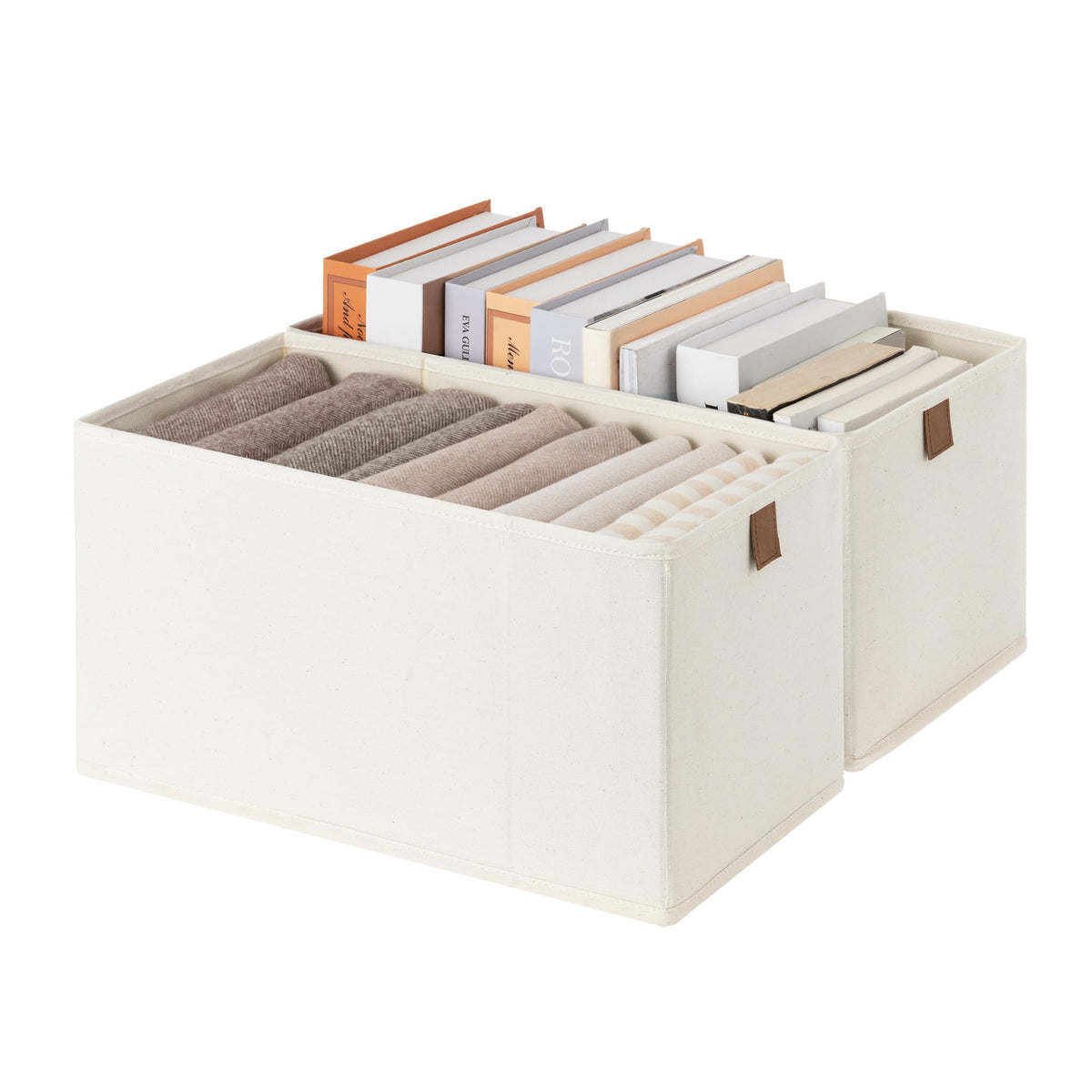 StorageWorks Narrow Closet Baskets, 6¼"Lx14¾Wx8¼H, 4-Pack, Brown&Beige