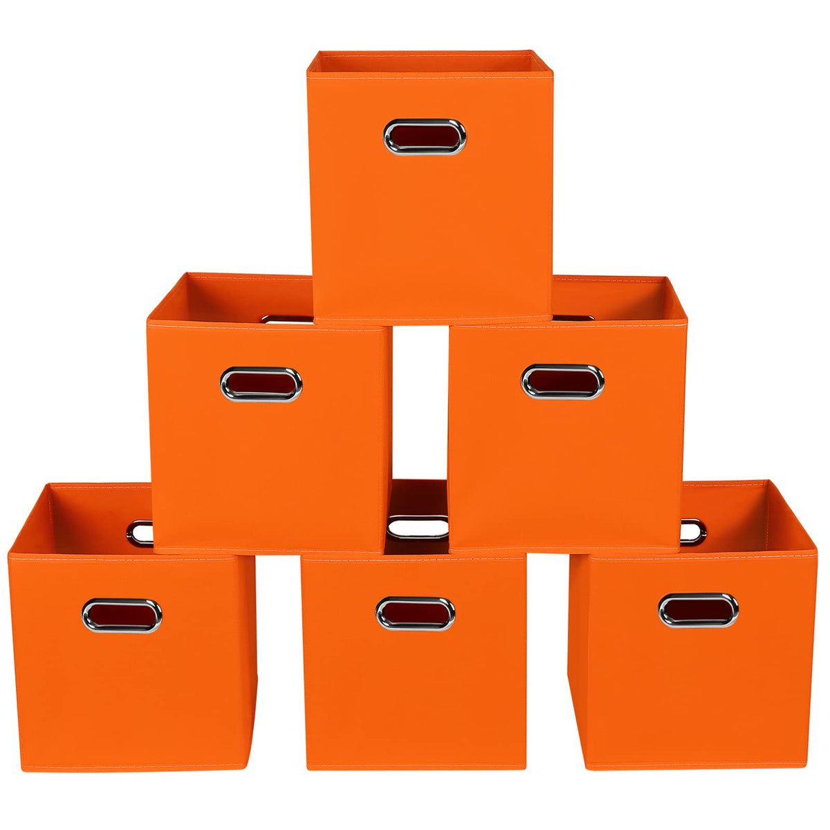 Yunkeeeper storage bins Cubes, Fabric Cube Organizer with Handle, Foldable Cube Bins for Cloth or Accessary Storage, 11x11x11, Set of 3,(Gray)