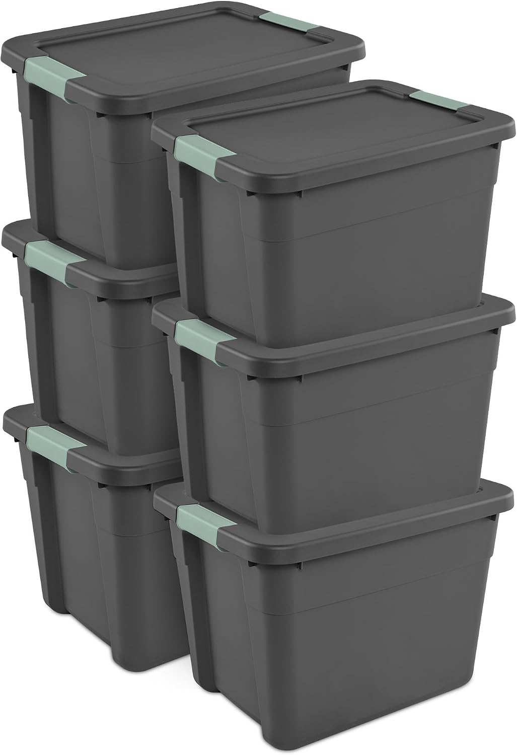 Sterilite Latch Tote Storage with Lids for Home & Office, 12 Gallon, 6-Pack