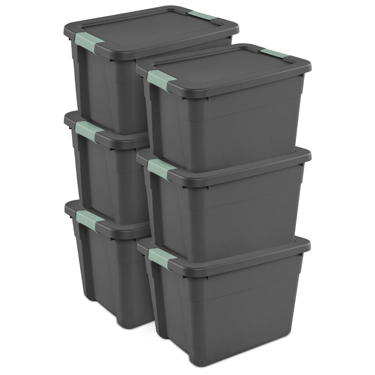 Sterilite Latch Tote Storage with Lids for Home & Office, 12 Gallon, 6-Pack