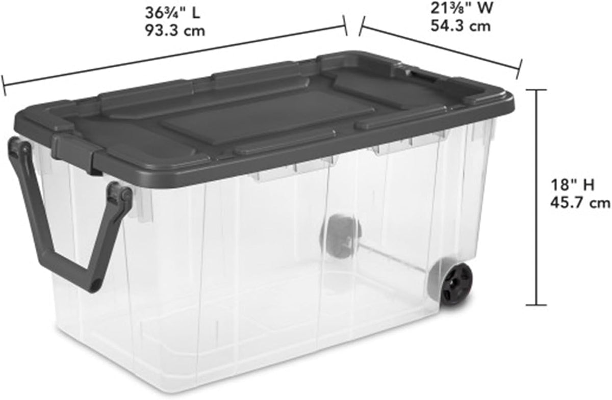 Sterilite 8-Pack Modular Stacker Box, Durable Clear Plastic Storage Bins with Latching Lids, 40 Quart - Stackable Organizing Container Boxes for Closet, Bathroom, and Office