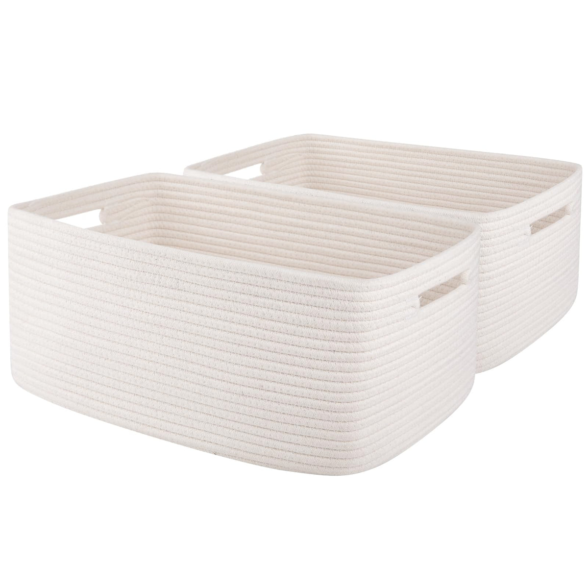 OIAHOMY Storage Basket for Shelves, Closet Cube Storage Bins Baskets for Clothes Blanket Towels, Baby Nursery, Toy Baskets Box, Woven Rope Basket, 15.75 * 11.81 * 7.09 IN, 2 Packs Brown
