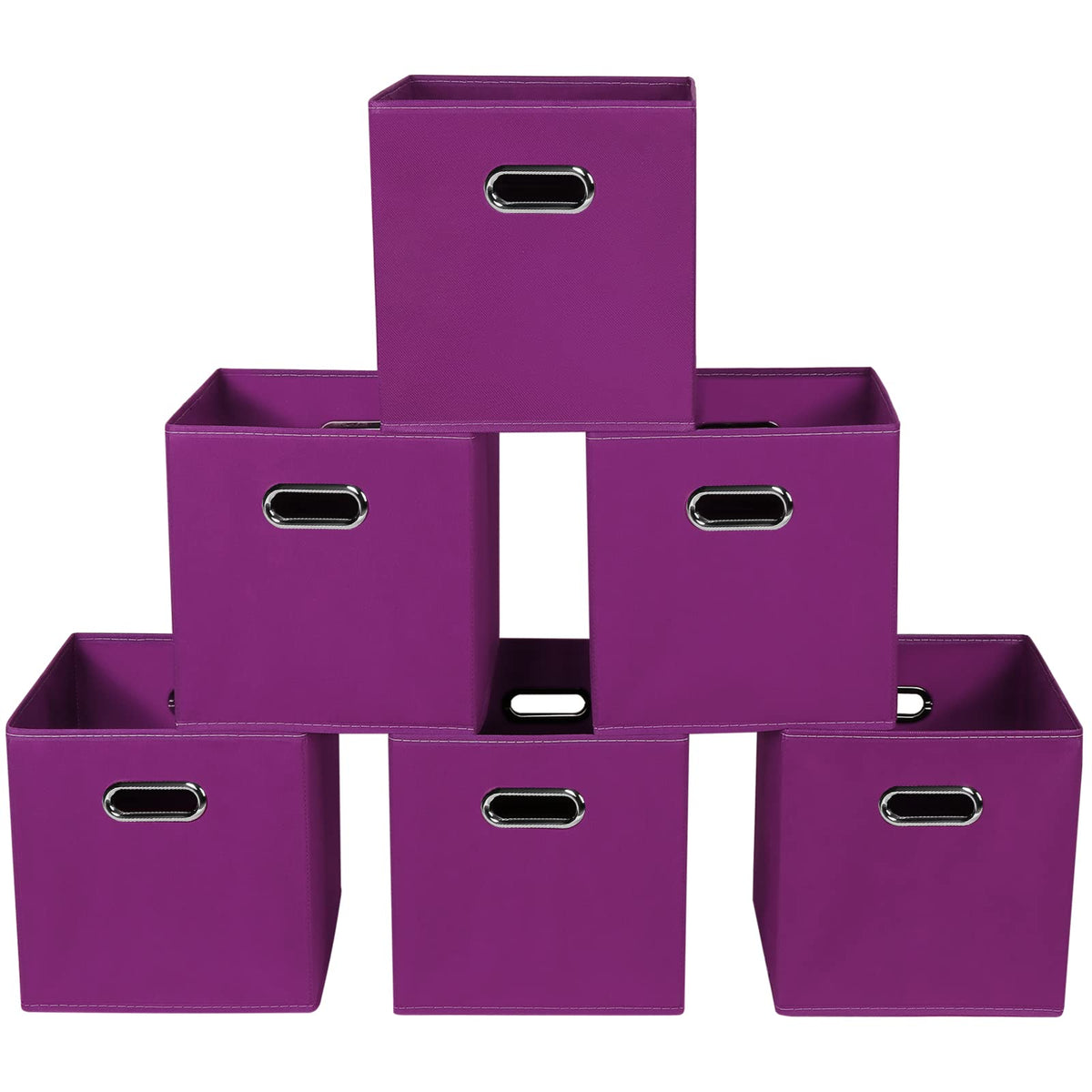 Yunkeeeper storage bins Cubes, Fabric Cube Organizer with Handle, Foldable Cube Bins for Cloth or Accessary Storage, 11x11x11, Set of 3,(Gray)