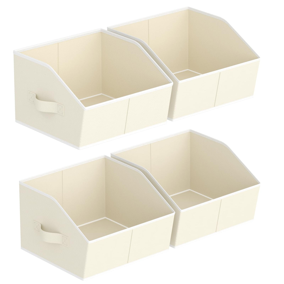 Homsorout Closet Organizers Bins 6 Packs - Large Closet Shelf Organizer with Handles, Fabric Trapezoid Storage Bins, Collapsible Storage Cubes for Clothes, Towels, Light Gray