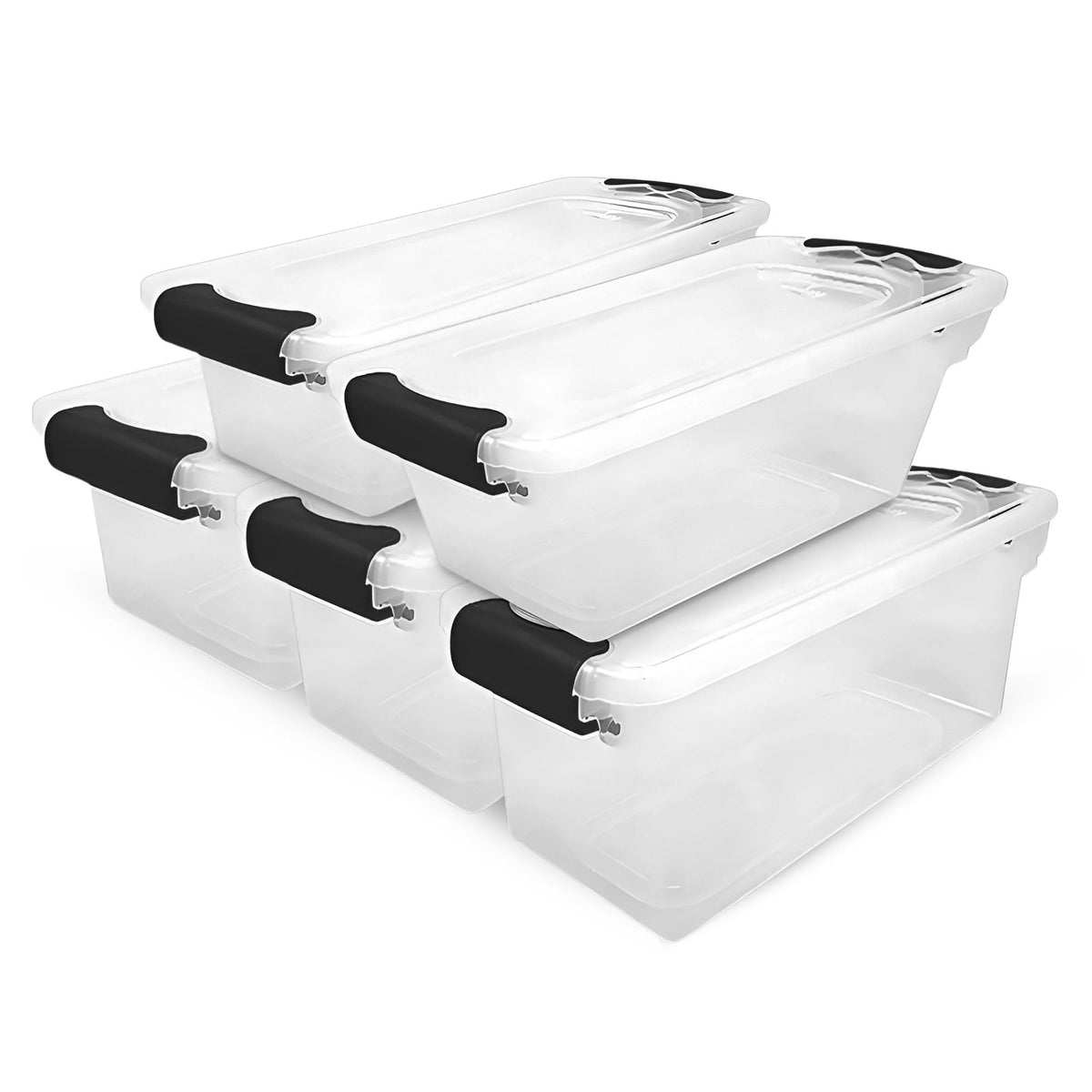 HOMZ Clear Plastic Storage Bins w/Latching Lid, 66 Qt, Gray Latch, 2 Pack