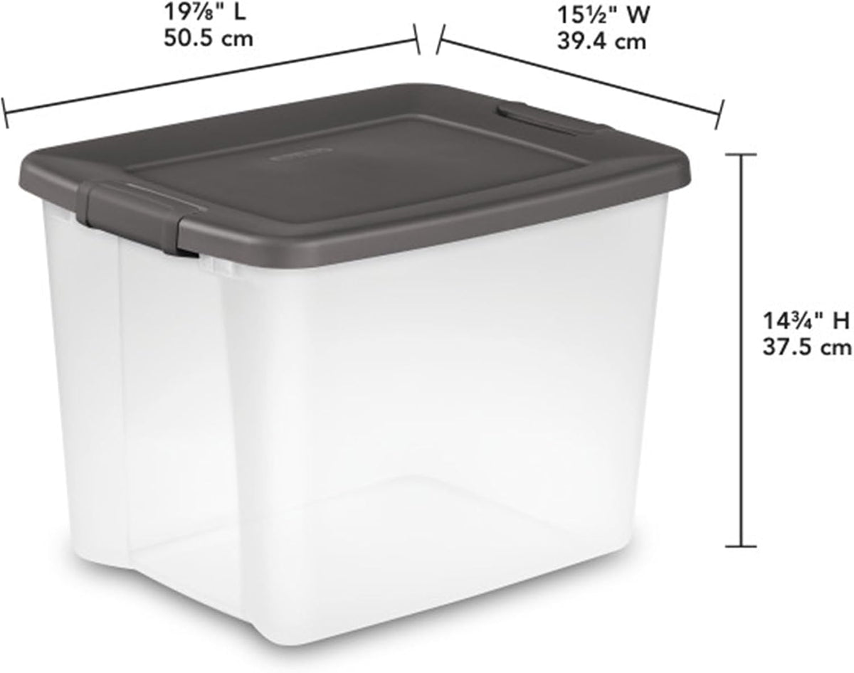 Sterilite 50 Qt ShelfTote, Clear Storage Bin with Latching Lid, 6 Pack