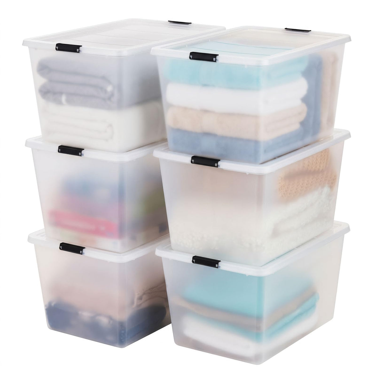 IRIS USA 6-Pack 55 Quart Clip Box with Latching Lid